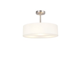 DK0715  Baymont 45cm Semi Flush 3 Light Satin Nickel, White